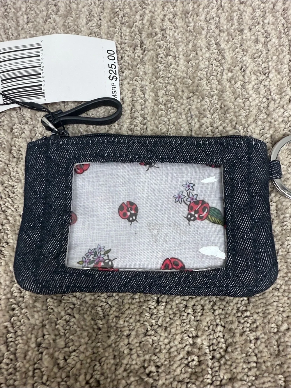 Vera Bradley Iconic Black Floral Zip Key Pouch - Picture 5 of 6